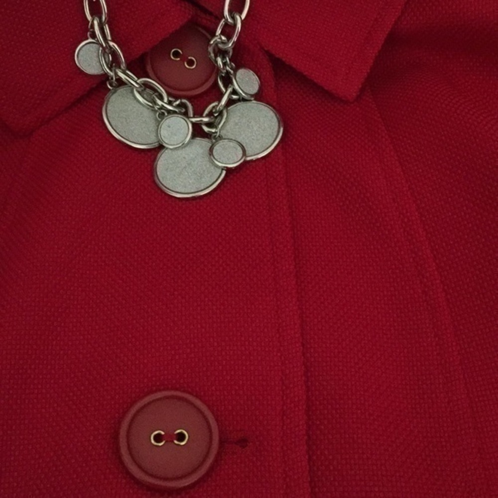 $10 SALE Vintage Petite Red Blazer Jacket Pleated Cuff Retro 90s Y2K - Picture 5 of 8